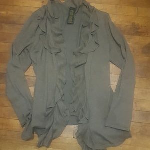 Brown ruffle cardigan
